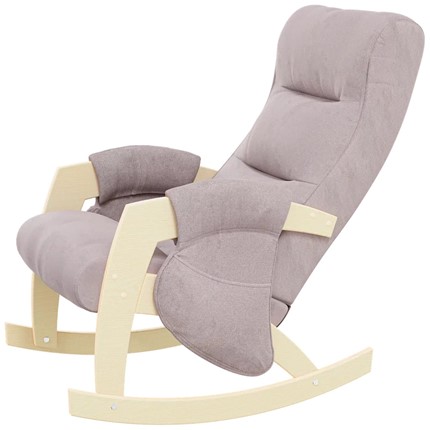 Кресло-качалка ЭЛИТ с карманами Джанни (каркас дуб, сиденье серо-розовое) в Заводоуковске - изображение