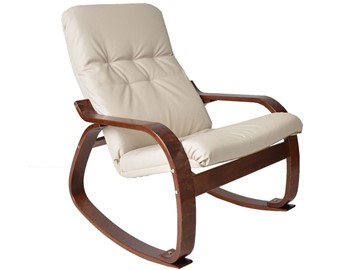 Мягкое кресло Сайма (экокожа бежевый, каркас вишня) в Тобольске
