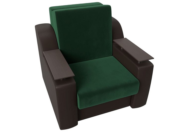 Кресло раскладное Сенатор 80, Зеленый\Коричневый (Велюр\Экокожа) в Тюмени - изображение 5