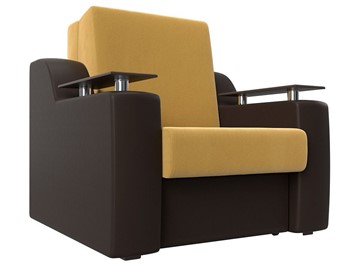 Кресло-кровать Сенатор 80, Желтый\коричневый (Микровельвет\Экокожа) в Тюмени