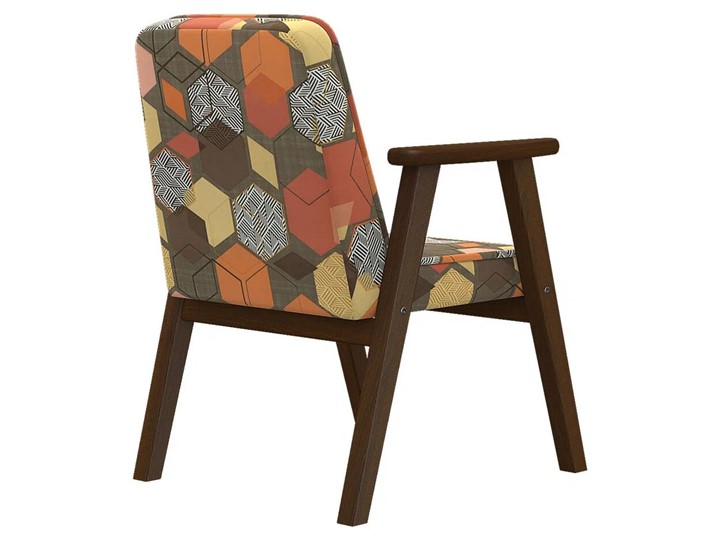 Мягкое кресло Ретро ткань геометрия коричневый, каркас орех в Тюмени - изображение 1