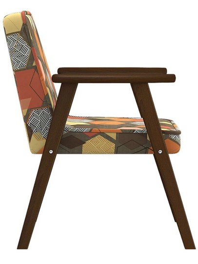 Мягкое кресло Ретро ткань геометрия коричневый, каркас орех в Заводоуковске - изображение 3