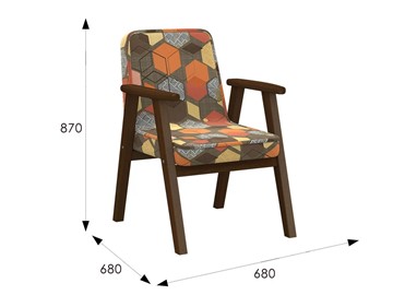 Мягкое кресло Ретро ткань геометрия коричневый, каркас орех в Тюмени - предосмотр 5