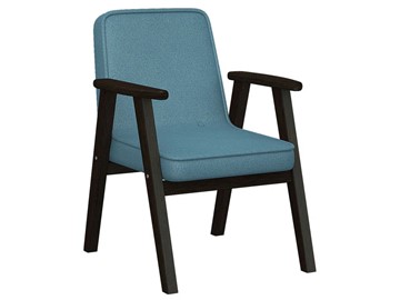 Кресло мягкое Ретро ткань голубой, каркас венге в Тюмени