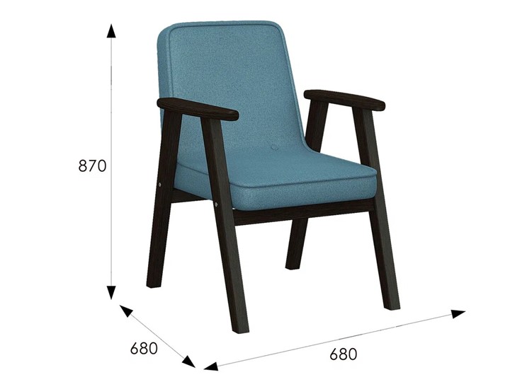 Кресло мягкое Ретро ткань голубой, каркас венге в Тюмени - изображение 6