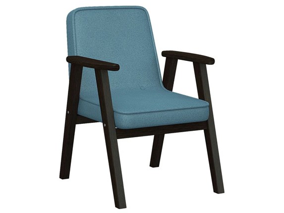 Кресло мягкое Ретро ткань голубой, каркас венге в Тюмени - изображение