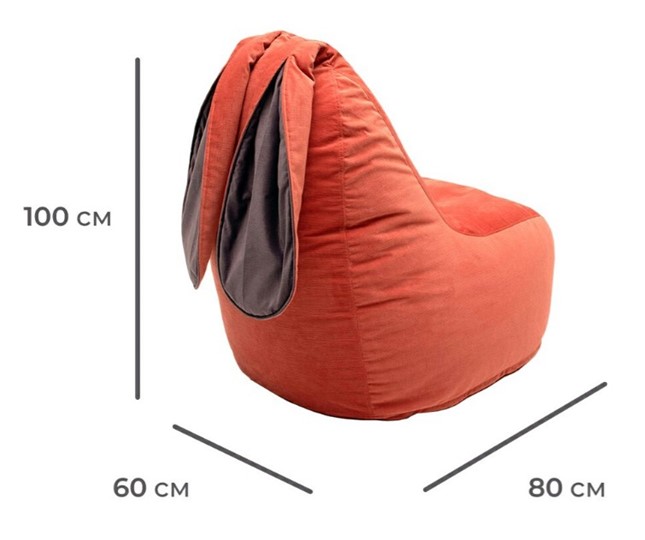 Кресло-игрушка Зайка (длинные уши), оранжевый в Тюмени - изображение 4