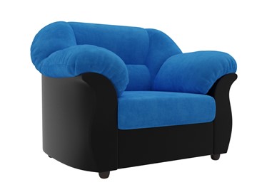 Кресло в гостиную Карнелла, Голубой/Черный (велюр/экокожа) в Заводоуковске