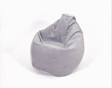 Кресло-мешок Груша большое, велюр однотон, серое в Тюмени - предосмотр
