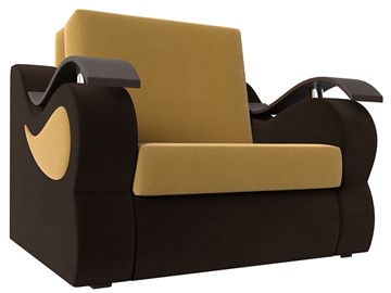 Кресло раскладное Меркурий (60), Желтый\коричневый (Микровельвет\Экокожа) в Тюмени