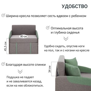 Раскладное кресло Polto серо-коричневый/шалфей (рогожка) в Тюмени - предосмотр 20