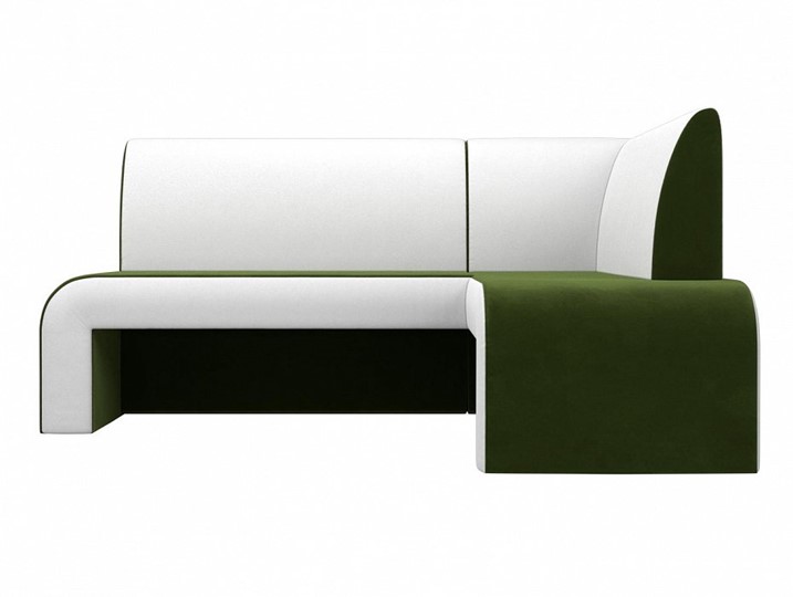 Кухонный диван Кармен угловой, Зеленый/Белый (микровельвет/экокожа) в Тюмени - изображение 2
