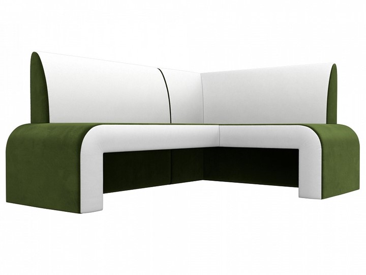 Кухонный диван Кармен угловой, Зеленый/Белый (микровельвет/экокожа) в Тюмени - изображение 3