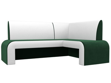 Кухонный диван Кармен угловой, Зеленый/Белый (велюр/экокожа) в Тюмени