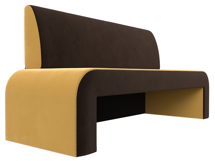 Прямой кухонный диван Кармен, Желтый\коричневый (Микровельвет) в Заводоуковске - изображение 2
