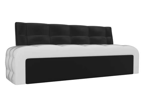 Кухонный прямой диван Люксор, Белый/Черный (экокожа) в Заводоуковске - изображение
