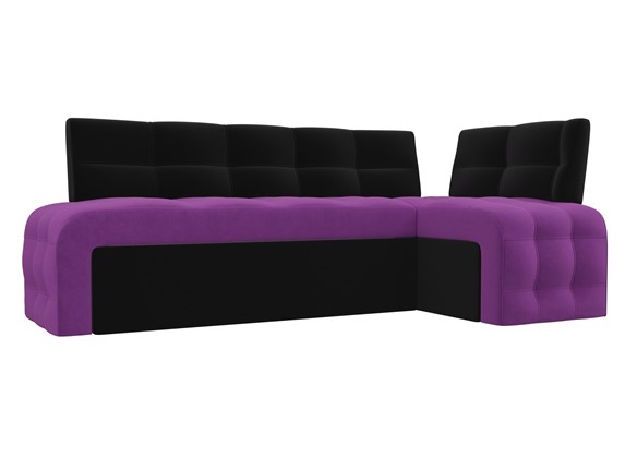 Диван кухонный Люксор угловой, Фиолетовый/Черный (микровельвет) в Тюмени - изображение