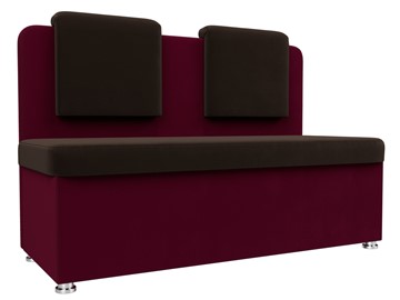 Кухонный прямой диван Маккон 2-х местный, Коричневый/Бордовый (микровельвет) в Тюмени - предосмотр