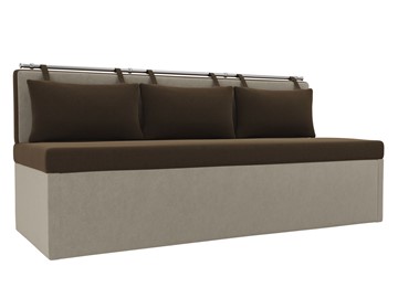 Прямой кухонный диван Метро, Коричневый/Бежевый (микровельвет) в Тюмени - предосмотр