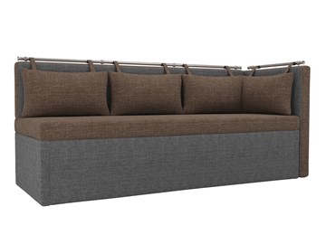 Кухонный диван Метро угловой, Коричневый/Серый (рогожка) в Тюмени