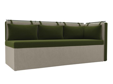 Раскладной кухонный диван Метро угловой, Зеленый/Бежевый (микровельвет) в Тюмени