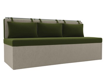 Прямой кухонный диван Метро, Зеленый/Бежевый (микровельвет) в Тюмени
