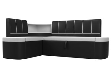 Раскладной кухонный диван Тефида, Белый\Черный (Экокожа) в Ишиме