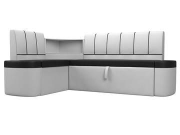 Раскладной кухонный диван Тефида, Черный\Белый (Экокожа) в Ишиме