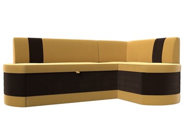 Кухонный угловой диван Токио, Желтый/Коричневый (микровельвет) в Тюмени