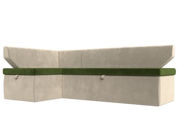 Угловой кухонный диван Омура, Зеленый\Бежевый (Микровельвет) в Тюмени - предосмотр