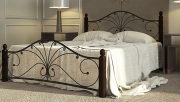 Спальная кровать Фортуна 1, 1400, черный/шоколад в Тюмени - предосмотр