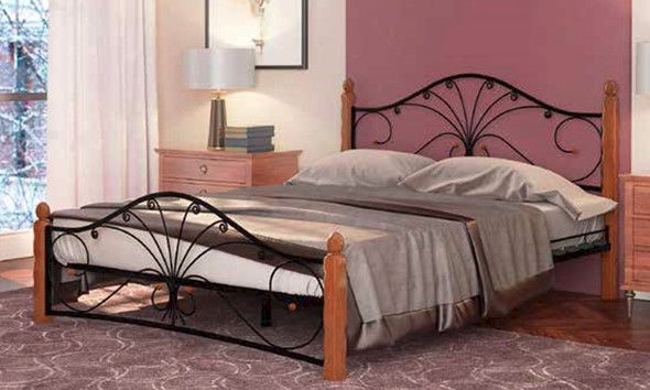 Кровать полутороспальная Фортуна 1, 1400, черный/махагон в Тюмени - изображение