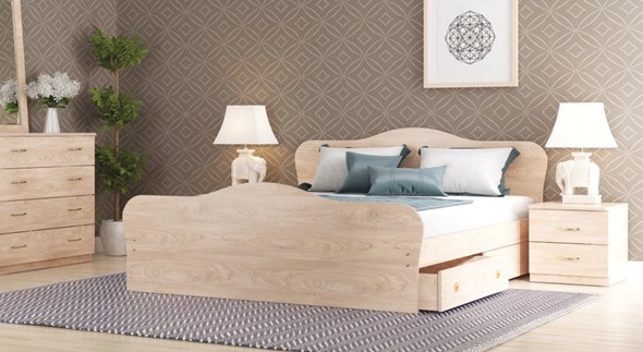 Кровать спальная Каролина, 160х200 с основанием, дуб млечный в Тюмени - изображение