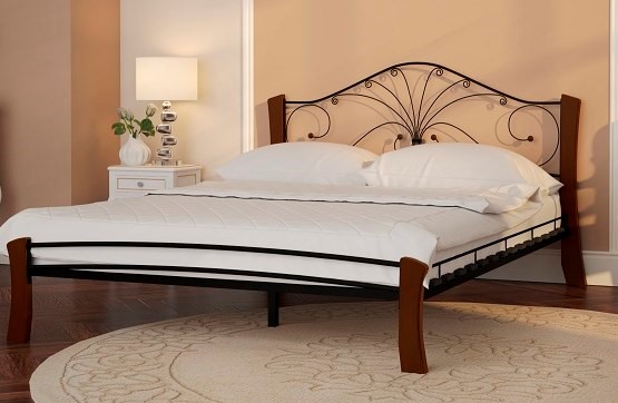 Кровать двуспальная Фортуна 4 Лайт, 1600, черный/махагон в Тюмени - изображение