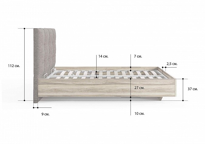 Кровать с подъемным механизмом Victoria (ясень ориноко) 180х200 в Тюмени - изображение 1