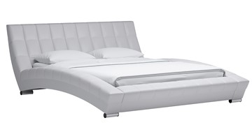 Кровать в спальню Оливия 160 арт. Марика 483 к/з (белый) с основанием в Ишиме