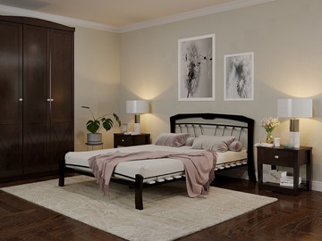 Кровать в спальню Муза 4 Лайт, 1600, черный/шоколад в Тюмени