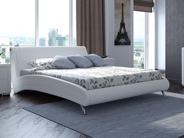 Двуспальная кровать Corso-2 160х200, Экокожа (Белый) в Тюмени