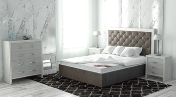 Кровать с механизмом двуспальная Сарма Манхэттен 160х200 (с коробом), высота спинки - 140 см в Тюмени