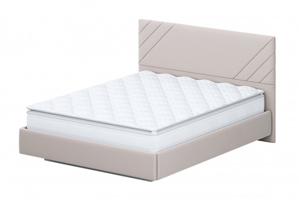 Кровать спальная №2 (универсальная 1,6х2,0) серия №2, белый/бежевый ткань/лайн бежевый ткань в Тюмени - изображение