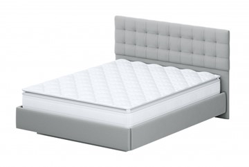 Кровать двуспальная №2 (универсальная 1,6х2,0) серия №2, белый/серый ткань/квадро серый ткань в Тюмени