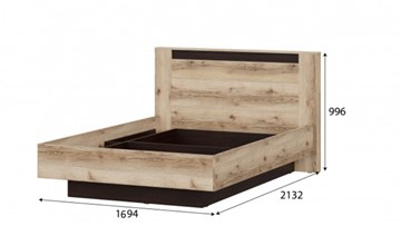 Кровать №3 (универсальная 1,6х2,0 страйп) серия №2, дуб делано/дуб венге в Тюмени - предосмотр 1