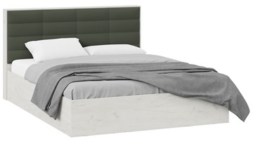Спальная кровать Агата тип 1 (Дуб крафт белый, Велюр Серый) в Тюмени