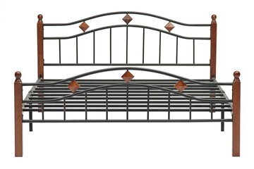 Спальная кровать AT-126 дерево гевея/металл, 160*200 см (Queen bed), красный дуб/черный в Заводоуковске - предосмотр 1