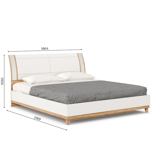 Кровать двуспальная Бари 1800 с кроватным основанием Дуб Золотой/Белый ЛД 698.220 в Заводоуковске - изображение 8