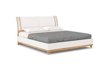 Кровать двуспальная Бари 1800 с кроватным основанием Дуб Золотой/Белый ЛД 698.220 в Ишиме