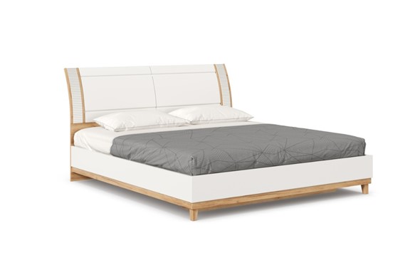 Кровать двуспальная Бари 1800 с кроватным основанием Дуб Золотой/Белый ЛД 698.220 в Тюмени - изображение