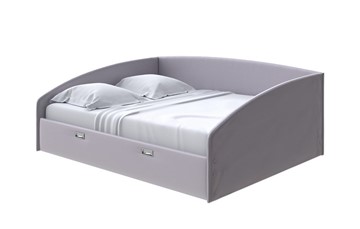 Кровать двуспальная Bono 160х200, Экокожа (Серебристый перламутр) в Тюмени