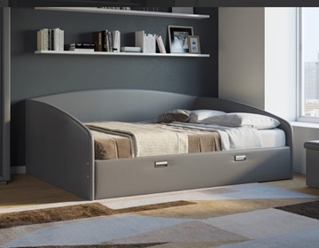 Двуспальная кровать Bono 160х200, Экокожа (Серый) в Тюмени - предосмотр