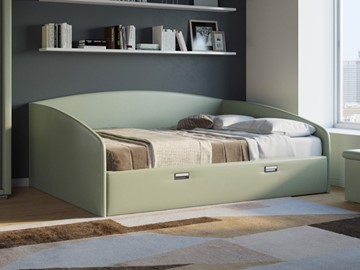 Кровать двуспальная Bono 160х200, Экокожа (Зеленое яблоко) в Тюмени